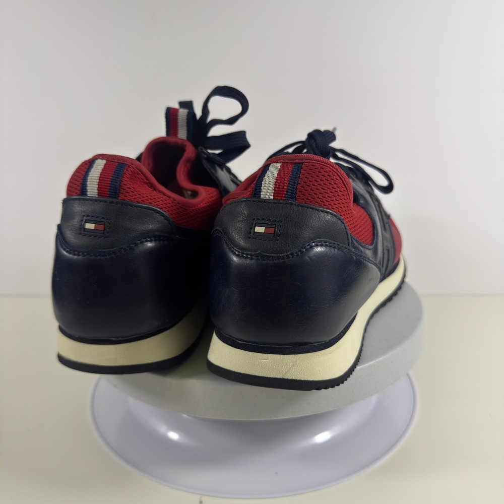 Tommy Hilfiger Mens Red Navy Blue Mesh Low Top Runner Sneakers Shoes 11 - Picture 8 of 14